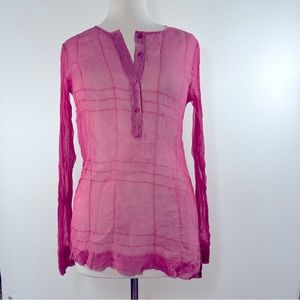 Theory Silk Sheer Coral Pink Blouse Top size Medium